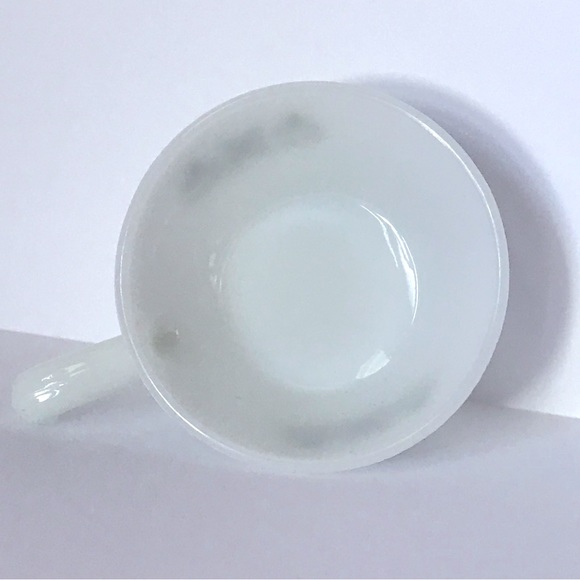 Anchor Hocking Fire King Milk Glass Meadow Green Bar Handle Soup Bowl 70s - Picture 4 of 12